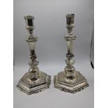 A pair of 18th century French hexagonal candlesticks, marks to base, 1076g, H.25cm