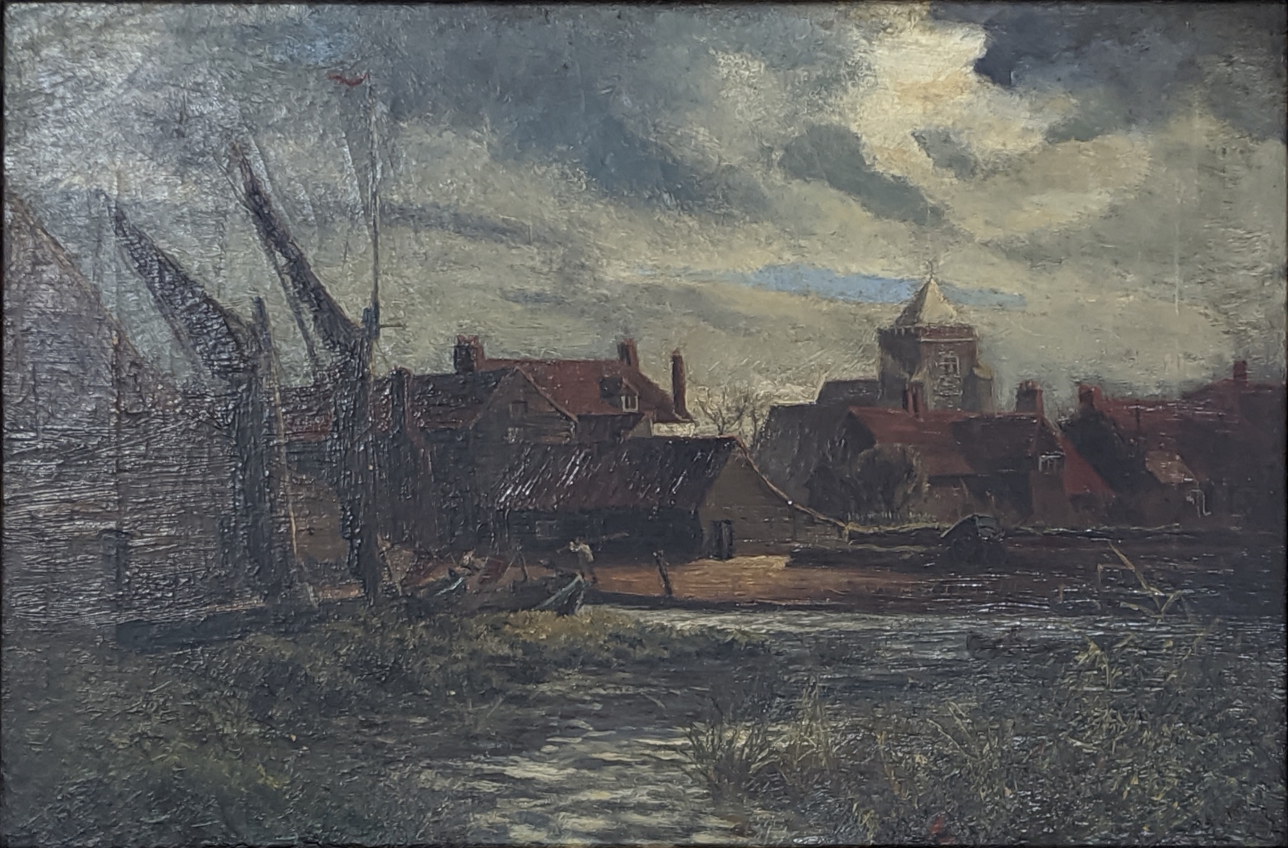 Early 20th century Continental School, a landscape scene, oil on canvas, H.30.5cm W.46cm