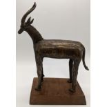 A Bobo bronze of an African Antelope, Burkina Faso, old label to base, H.21.5cm