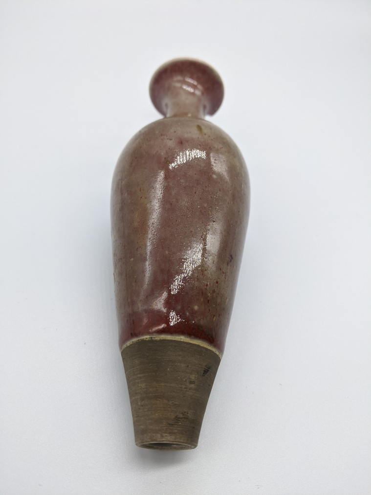 A Chinese red flambe glazed bottle vase, bearing six character Kangxi mark to base, L.15.5cm - Image 2 of 6