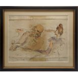 Early 20th century French School, Paris, ink drawing with watercolour, signed lower left and dated