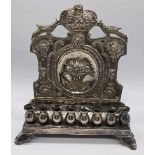 A late 19th century Russian silver oil menorah, 306g, H.20cm