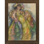 Madge Tennant (1889 - 1972), Lei Lady in Yellow, pastel drawing, annotated in pencil to verso, H.