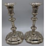 A pair of George III silver candlesticks, separate inserts, hallmarked London, maker John Feline,