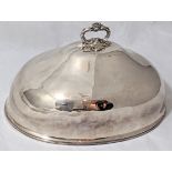 A large 19th century silver plated meat cover, L.47cm
