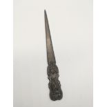 A silver letter opener, engraved with the Star of David, stamped 800, L.14cm