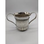 A William IV silver porringer, twin handled, vacant cartouche, hallmarked London, 1830, maker George