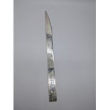 A silver letter open in the form of a 12 inch ruler, hallmarked London, 1959-60, maker Drew & Sons,
