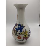 A Chinese 19th century baluster vase depicting a figural scene with horse rider, six character