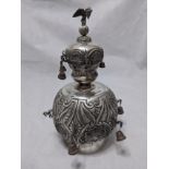 A large sterling silver torah crown, embossed decoration and eagle finial, 1648g, H.37cm