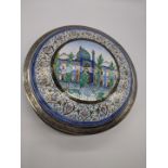 A large Persian silver and enamel box, the scene on the lid bearing signature, stamped to base,