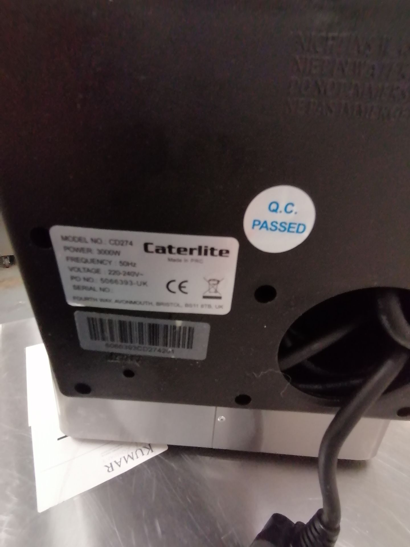 Caterlight CD274 single pot deep fat fryer,Serial No.5066393CD274401 - Image 5 of 5