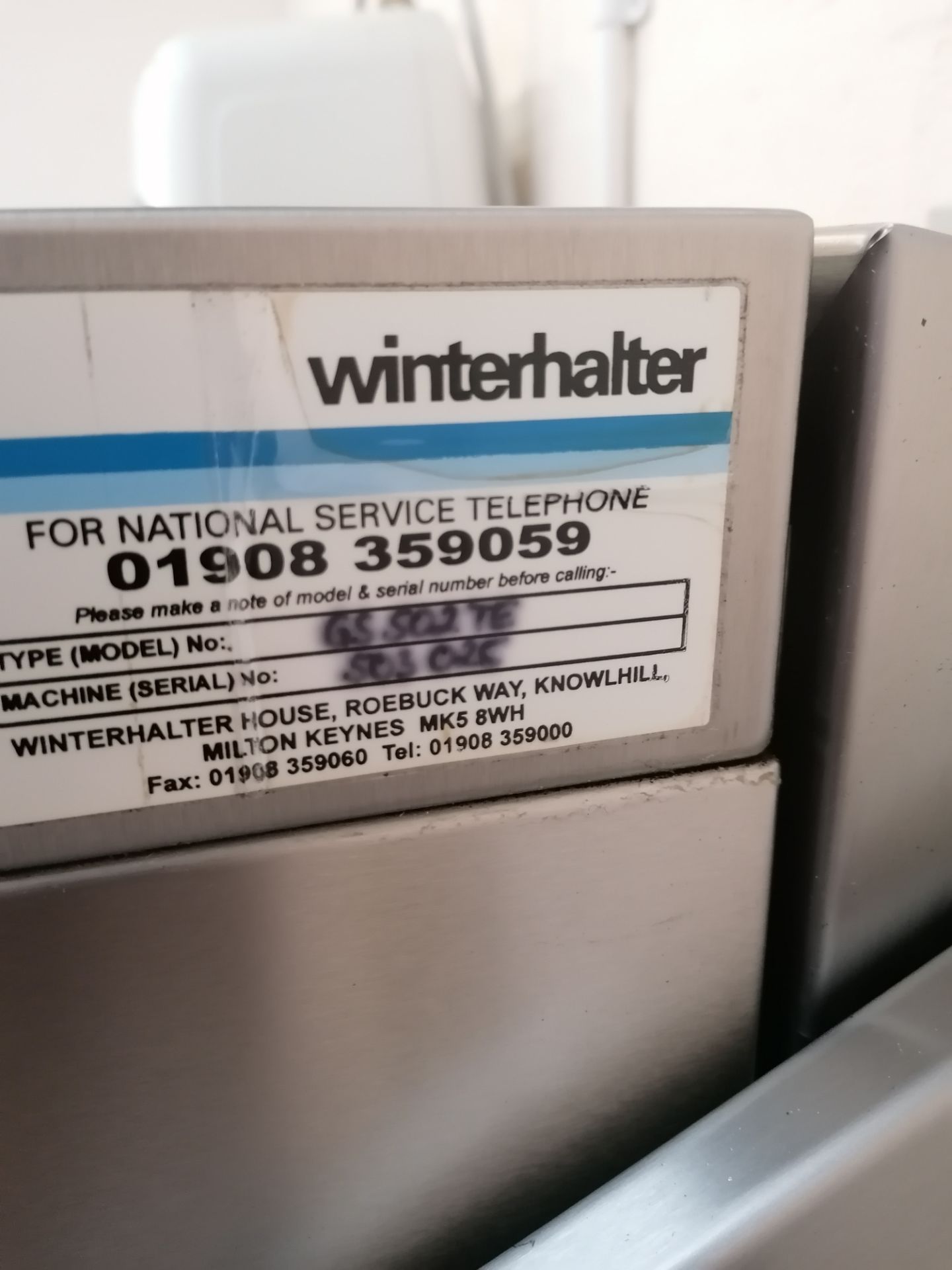 Winterhalter GS502TE dish washer + trays, Serial No. 503025 - Image 4 of 7