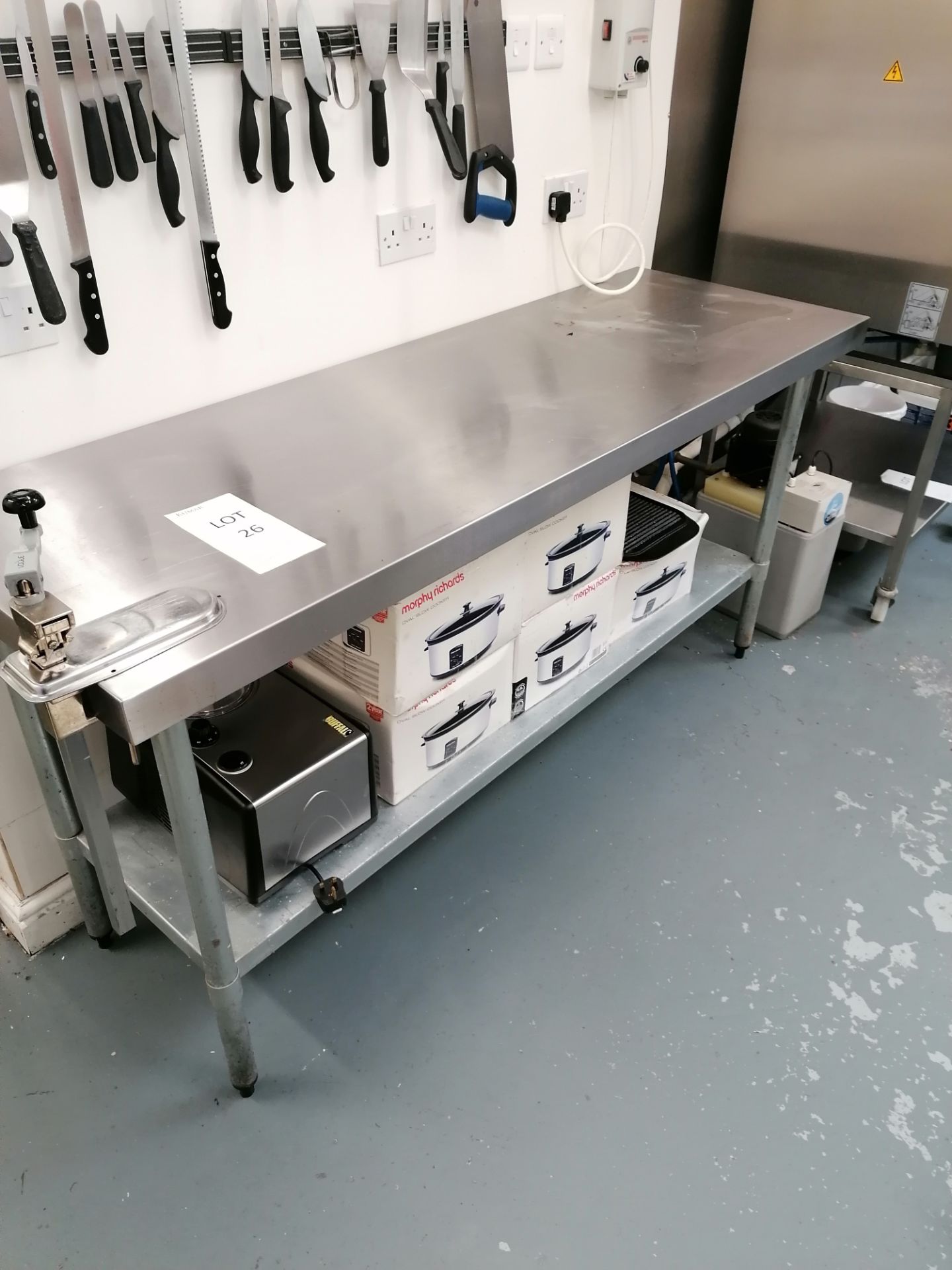 Vogue S/S prep table with tin opener 180cmx60cmx90cm contents not included