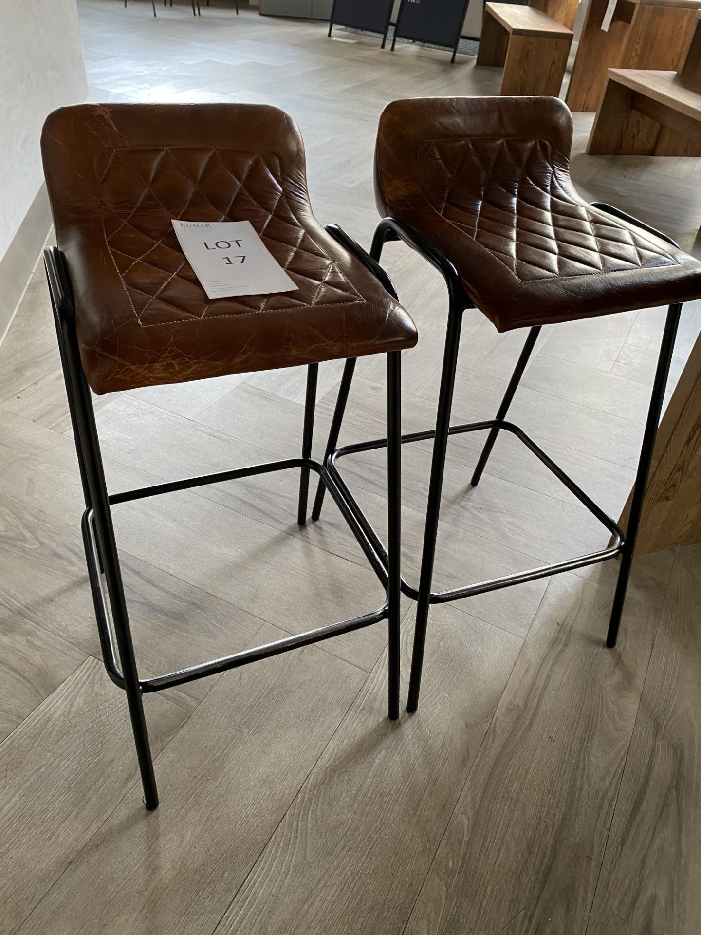 2x Leather Upholstered Bar Stools - New Cost £120 per stool