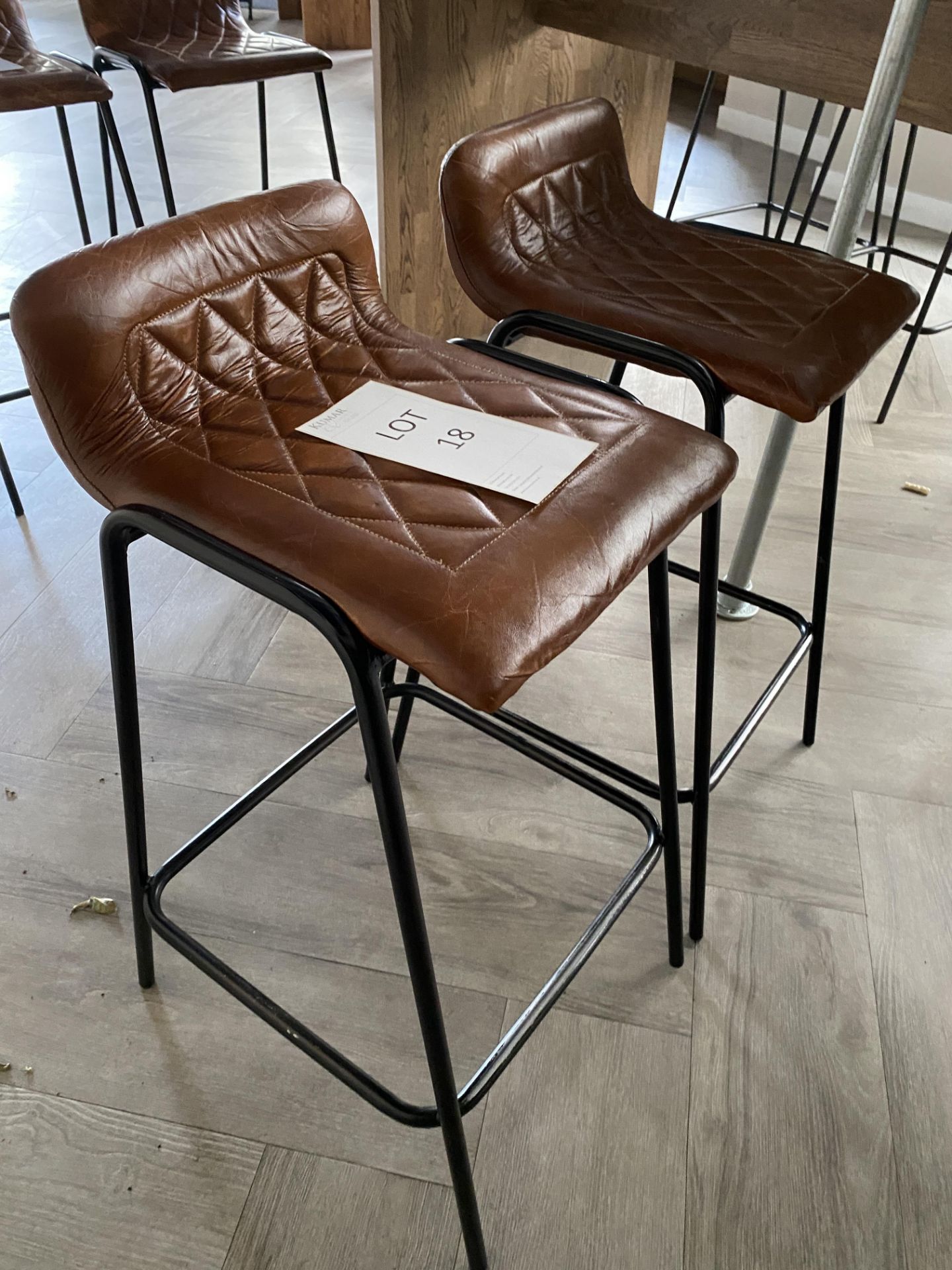 2x Leather Upholstered Bar Stools - New Cost £120 per stool - Bild 4 aus 4
