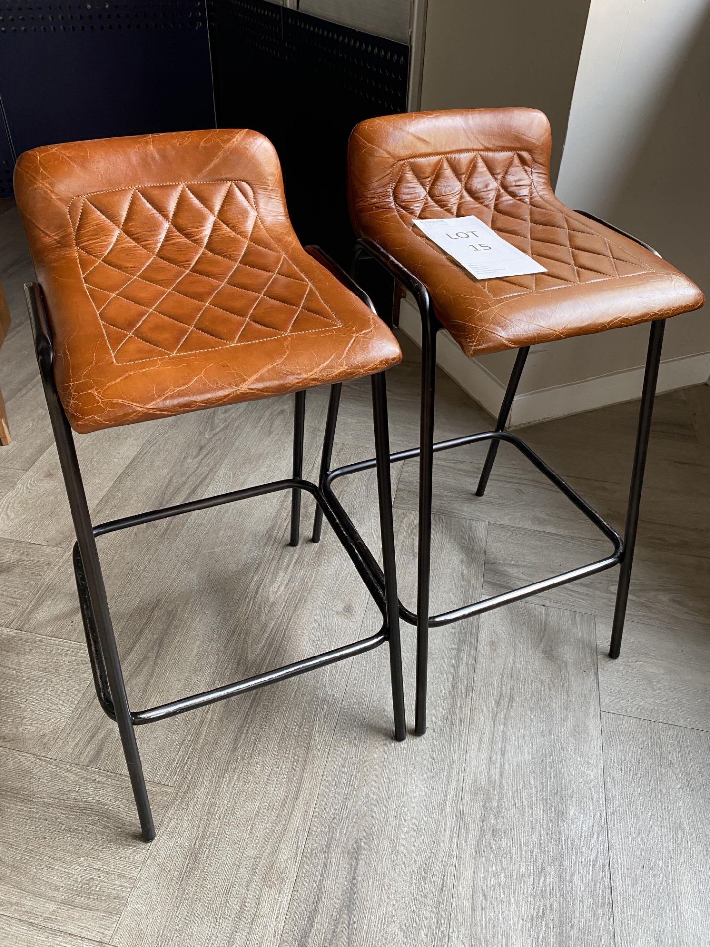 2x Leather Upholstered Bar Stools - New Cost £120 per stool