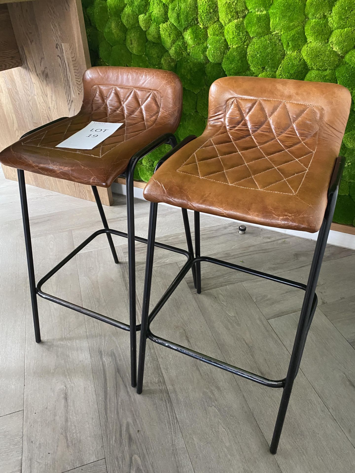 2x Leather Upholstered Bar Stools - New Cost £120 per stool