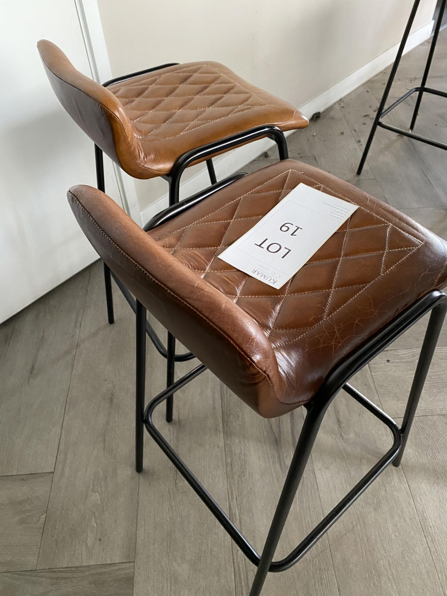 2x Leather Upholstered Bar Stools - New Cost £120 per stool - Image 3 of 3