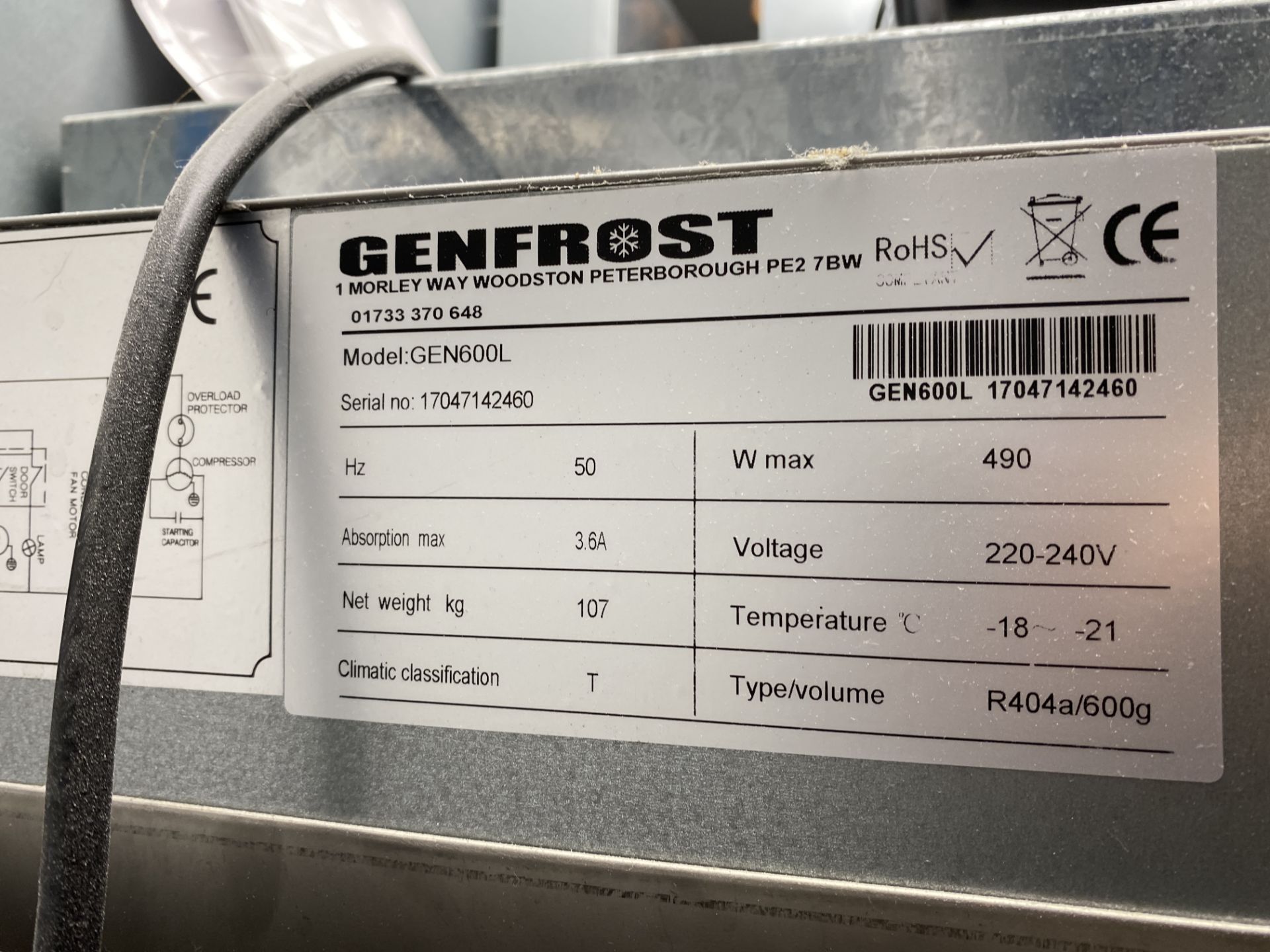 GenFrost Gen 600L Stainless Steel Upright Freezer, Serial No. 17047142460, 595 Litre Capacity, - Bild 3 aus 3