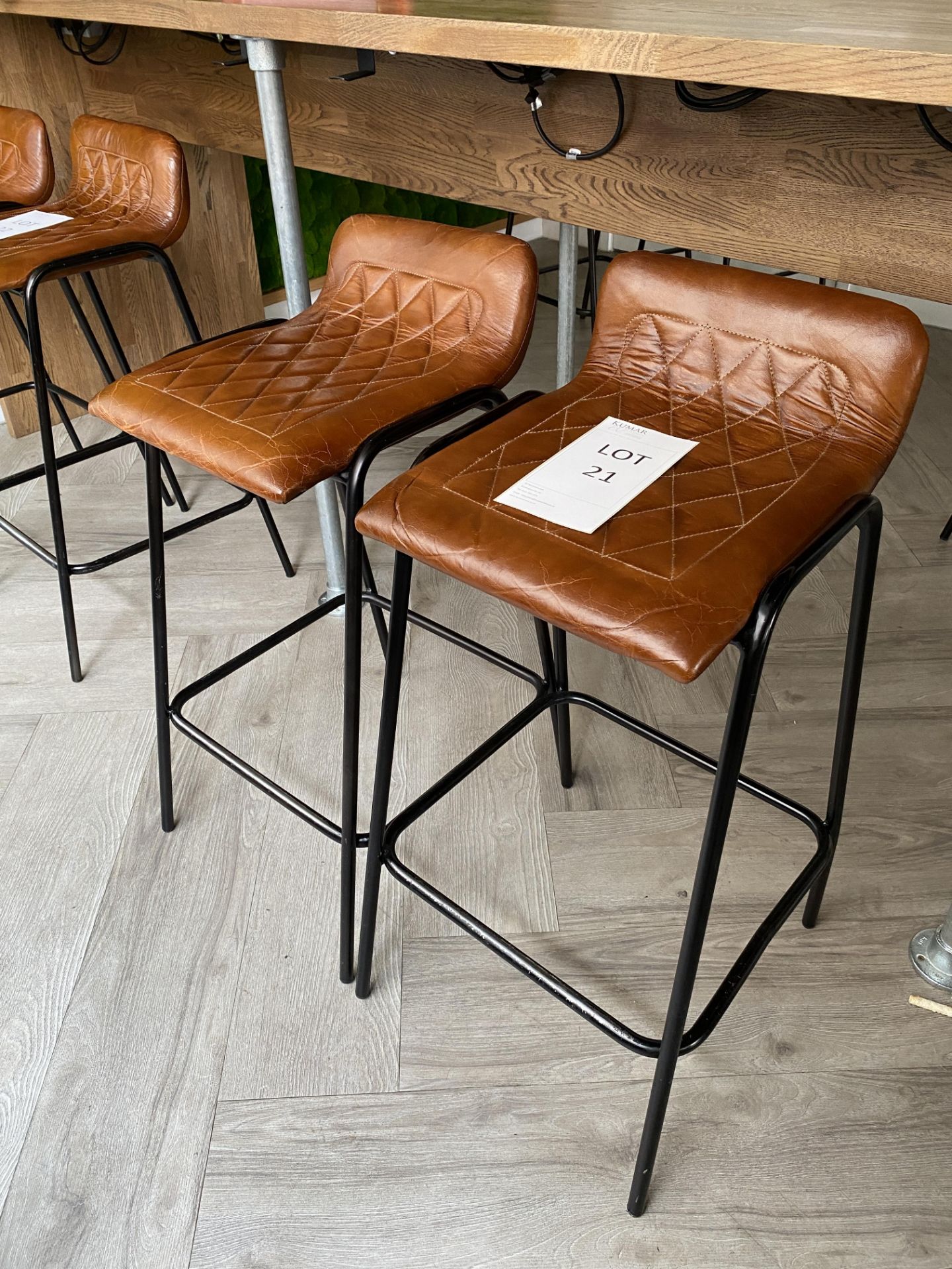 2x Leather Upholstered Bar Stools - New Cost £120 per stool