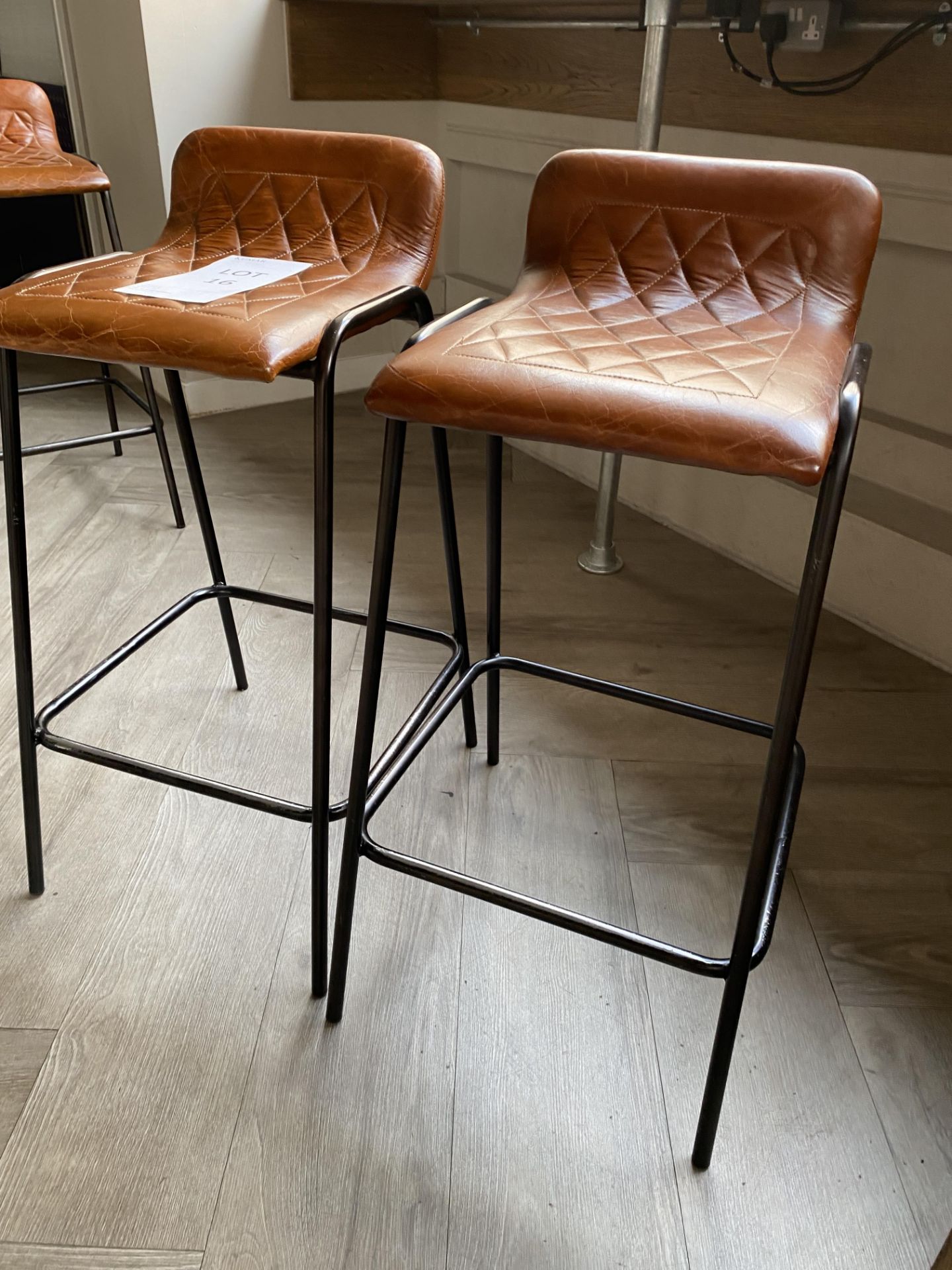 2x Leather Upholstered Bar Stools - New Cost £120 per stool - Bild 3 aus 4