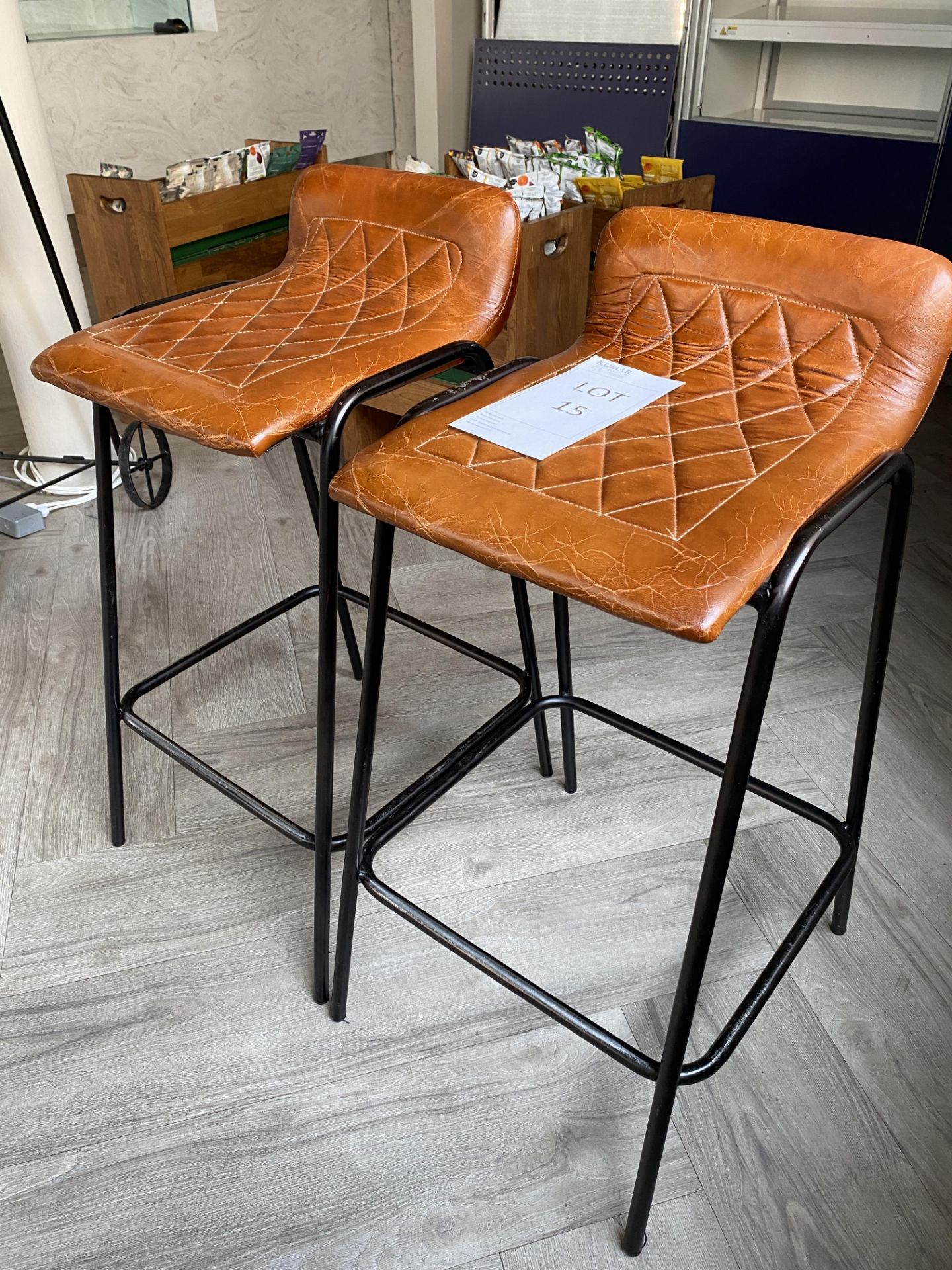 2x Leather Upholstered Bar Stools - New Cost £120 per stool - Image 2 of 4