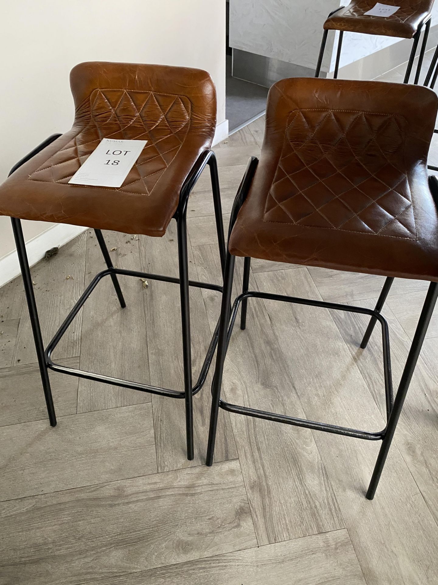 2x Leather Upholstered Bar Stools - New Cost £120 per stool - Bild 2 aus 4