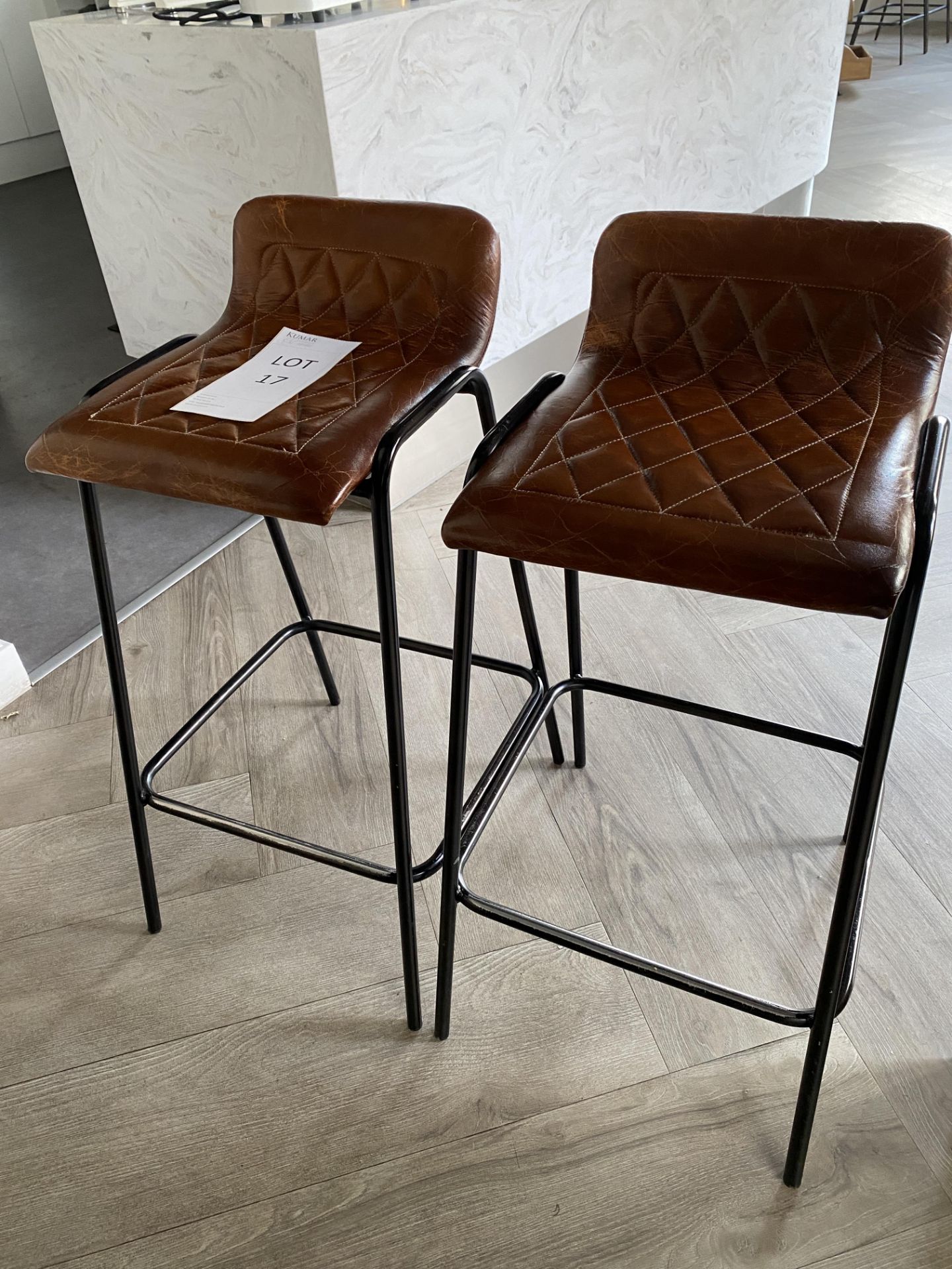 2x Leather Upholstered Bar Stools - New Cost £120 per stool - Image 2 of 4