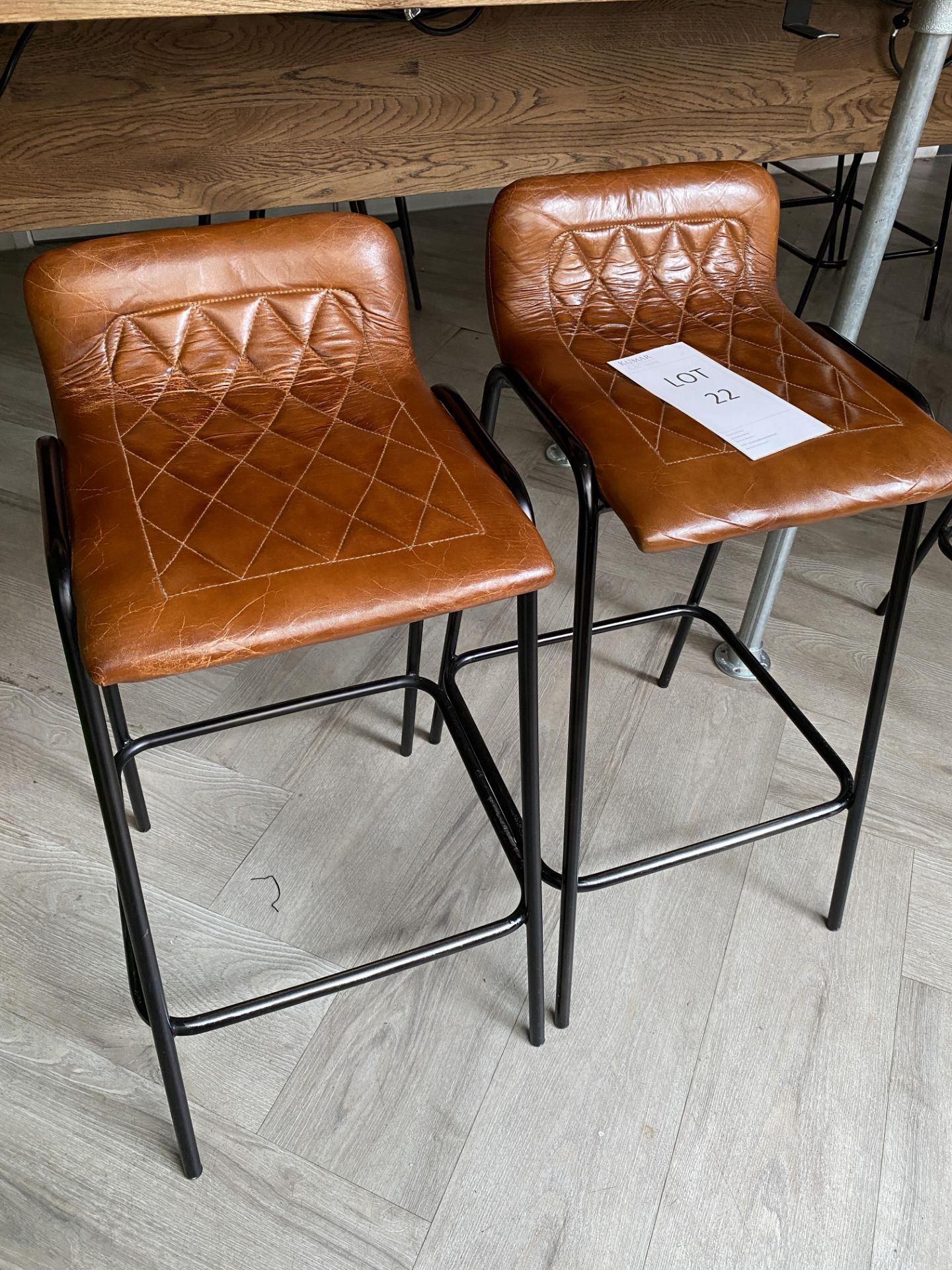 2x Leather Upholstered Bar Stools - New Cost £120 per stool - Bild 2 aus 2