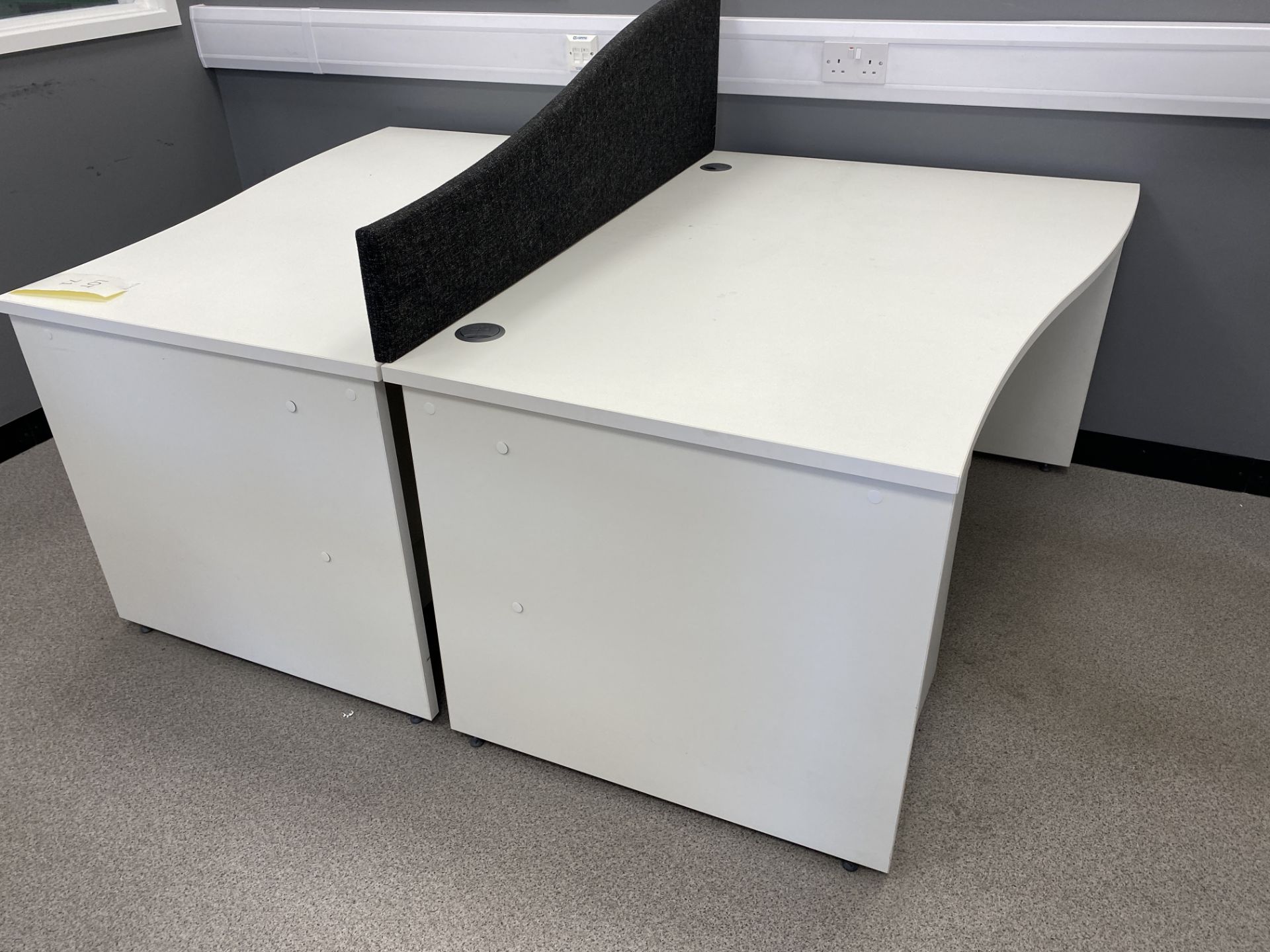 2: White Melomine Wave Desks with Pedestals Sixe - 1.4m (wave- 0.8m) X 1m - Image 2 of 7
