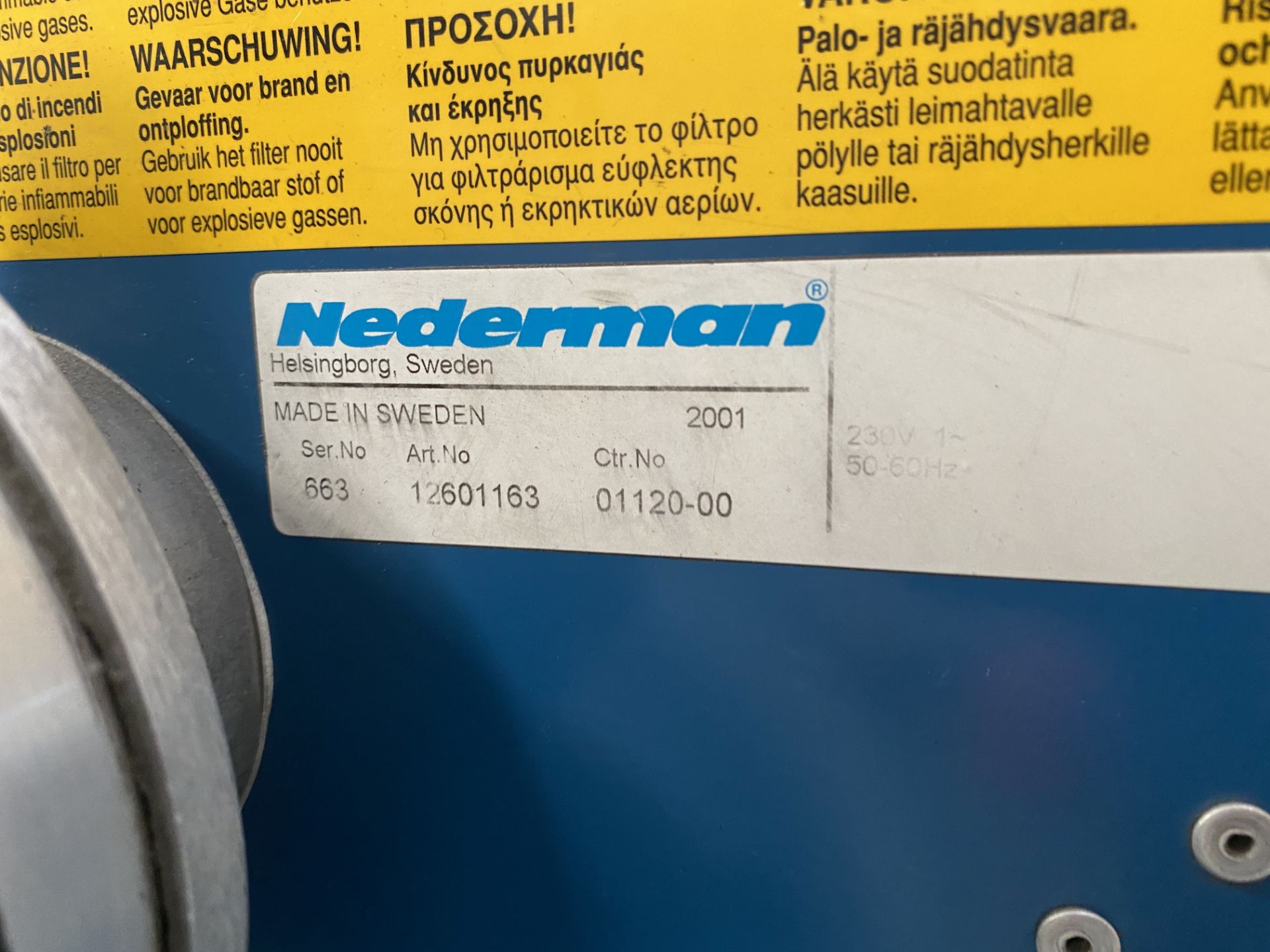 Nederman Filterbox Portable Dust Extracter, Serial No. 663, Art No. 12601163, (2001) - Image 11 of 12