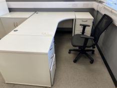 White Melomine Desk complete with 2 Pedestals & Chair Desk Size 1.6m X 1.20m