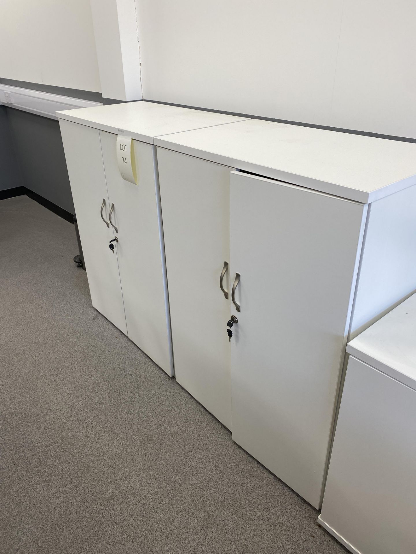 2 White Melomine Office Cupboards with Keys 0.80m X 0.47m X 110m - Image 6 of 6