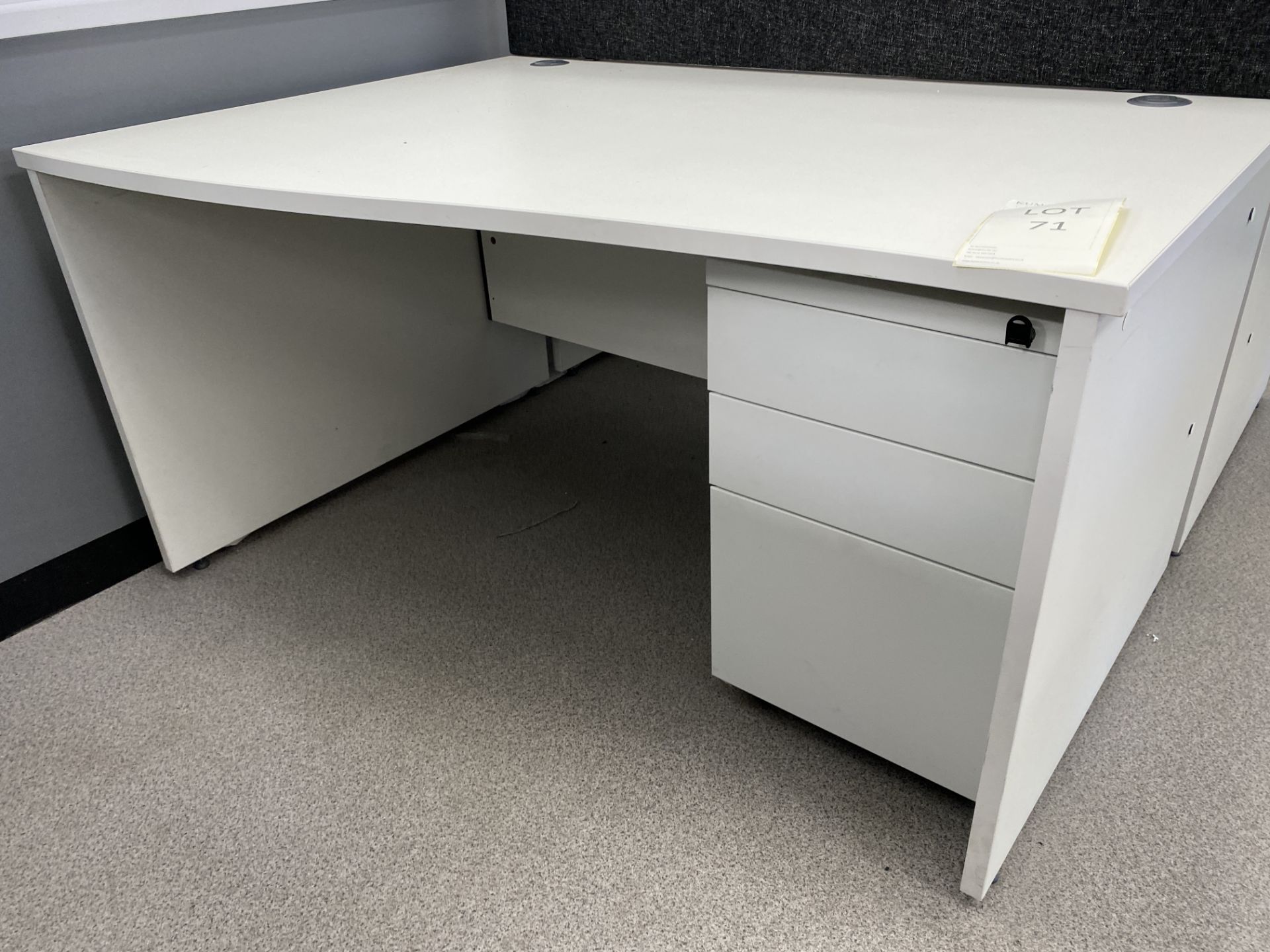2: White Melomine Wave Desks with Pedestals Sixe - 1.4m (wave- 0.8m) X 1m - Image 6 of 7
