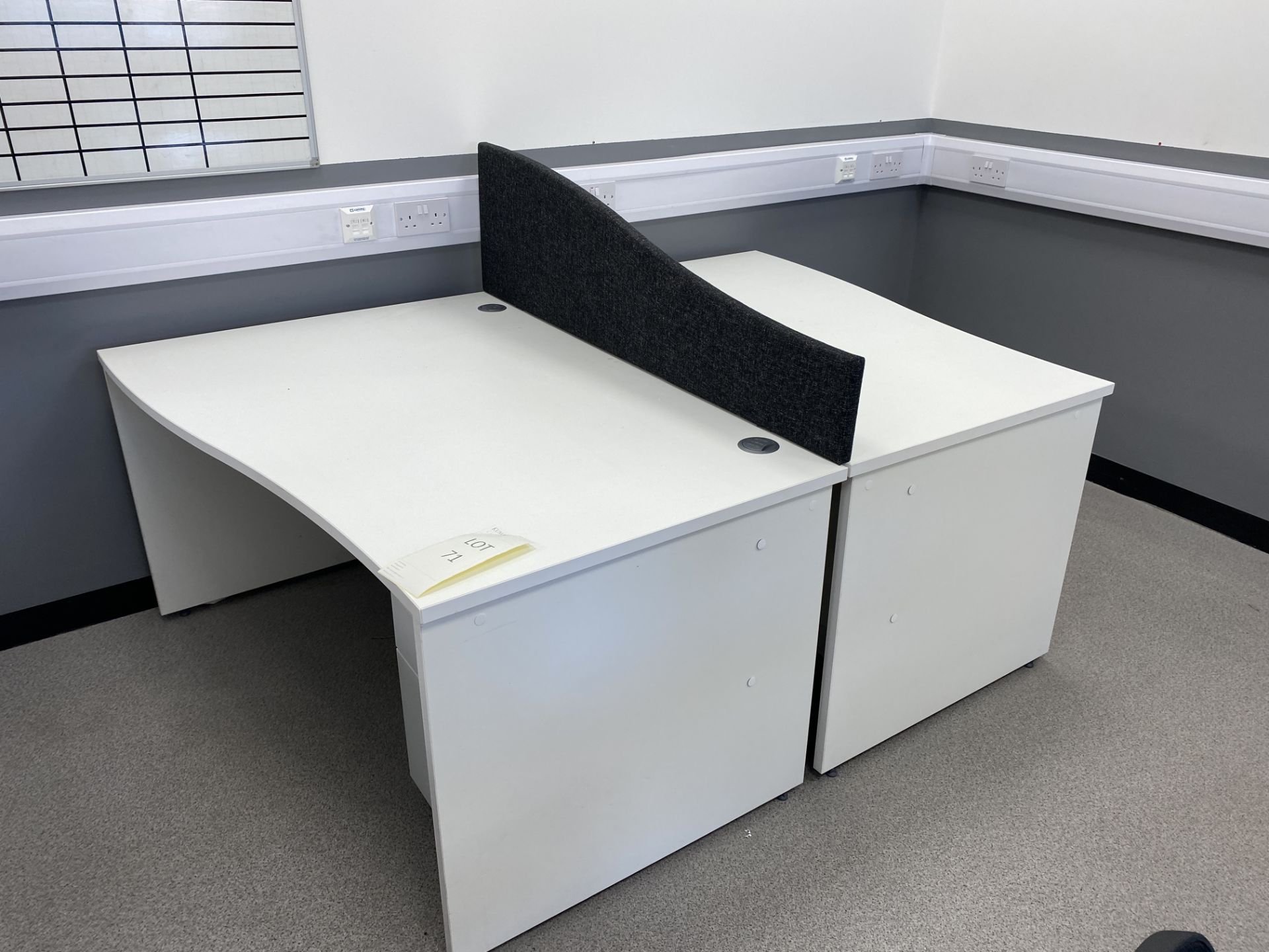 2: White Melomine Wave Desks with Pedestals Sixe - 1.4m (wave- 0.8m) X 1m - Image 7 of 7