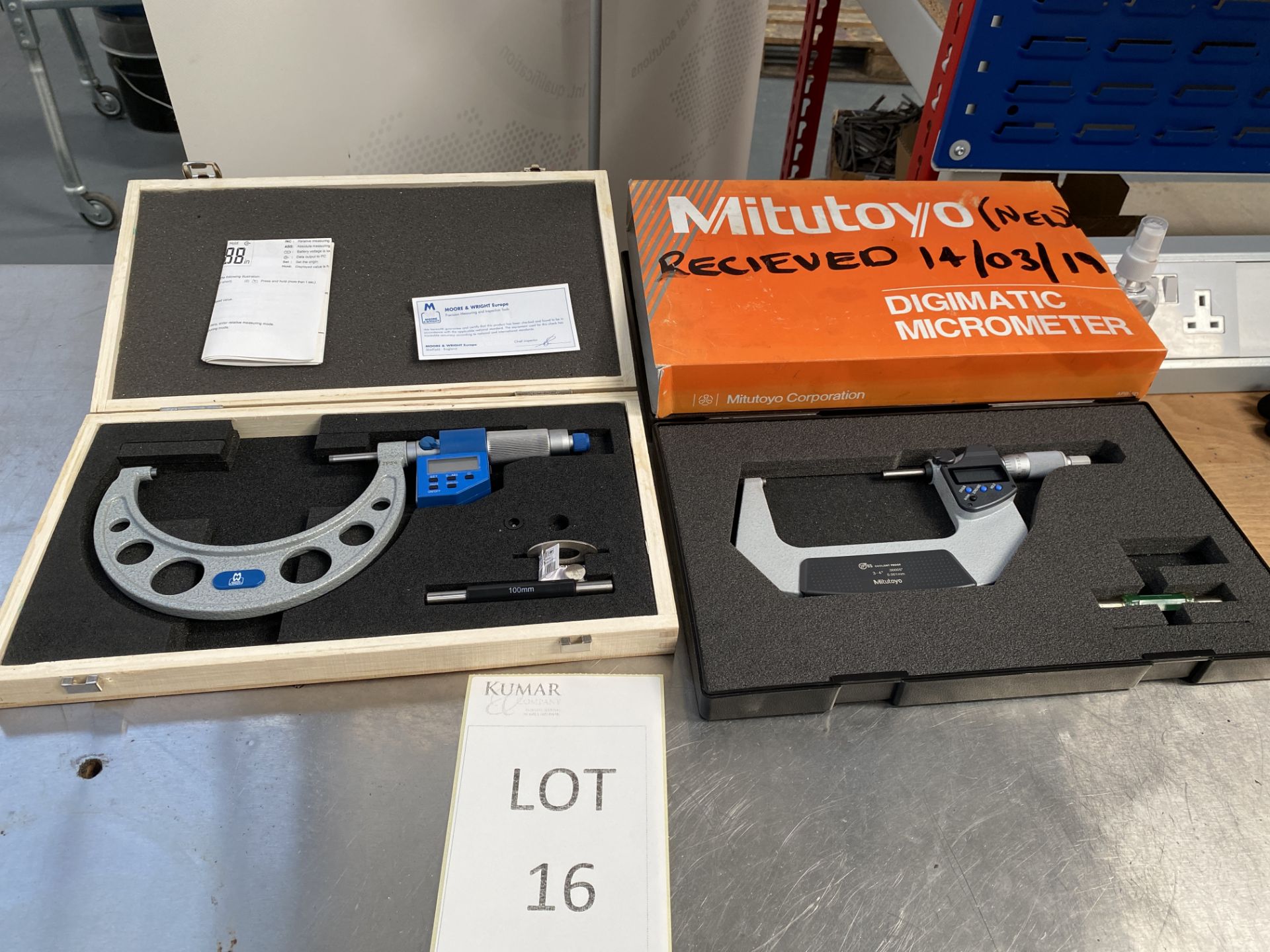 2: Mitutoyo Micrometers Moore & Wright 100-125m Digital Micrometer Mitutoyo 3"-4" Digital Micrometer