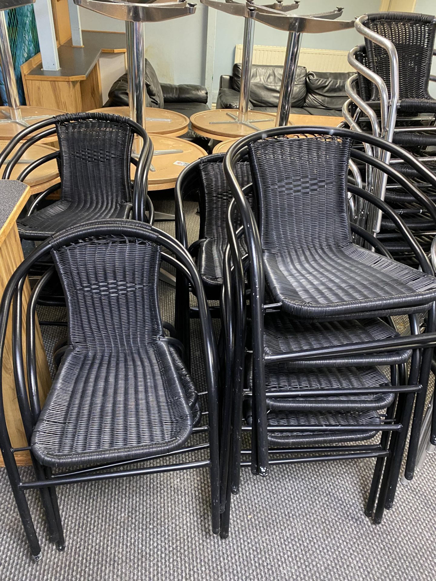 Approx.. 21: Black Chrome Bistro Wicker Chairs - Image 6 of 7