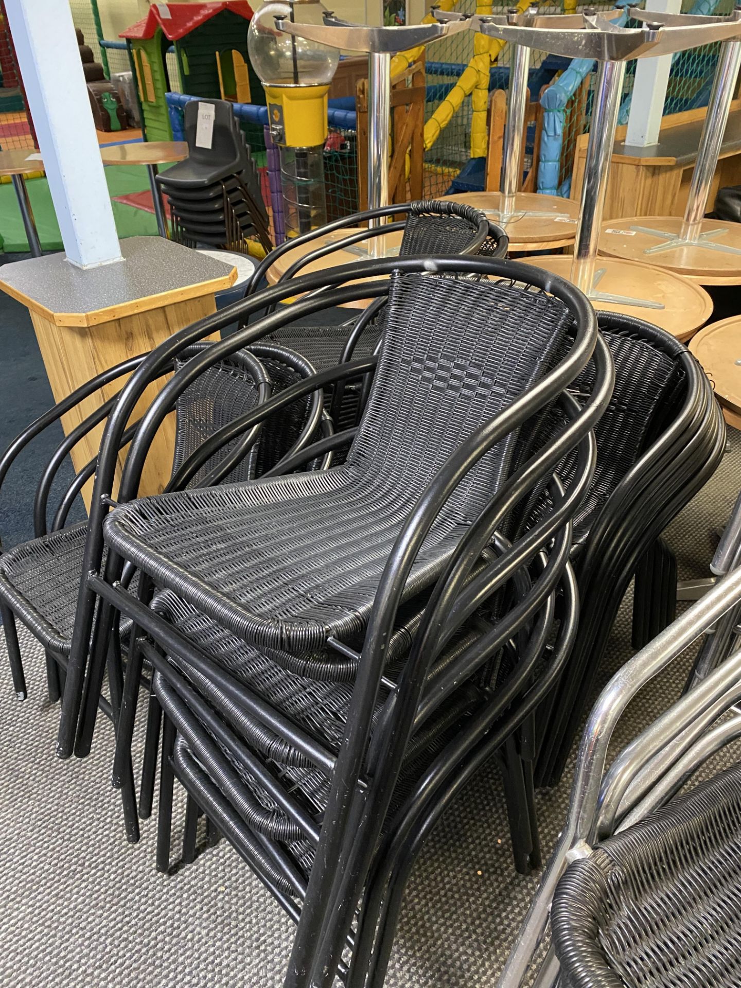 Approx.. 21: Black Chrome Bistro Wicker Chairs - Image 7 of 7