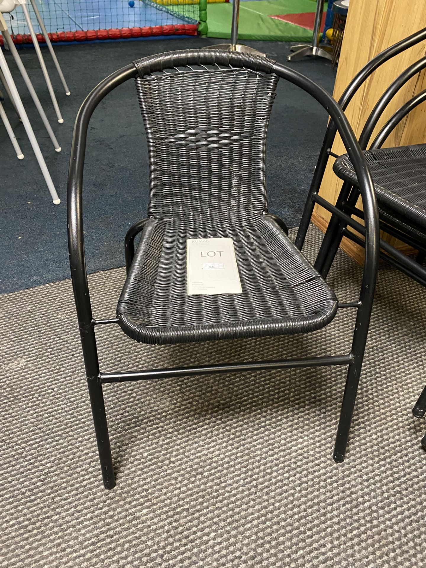 Approx.. 21: Black Chrome Bistro Wicker Chairs - Image 2 of 7