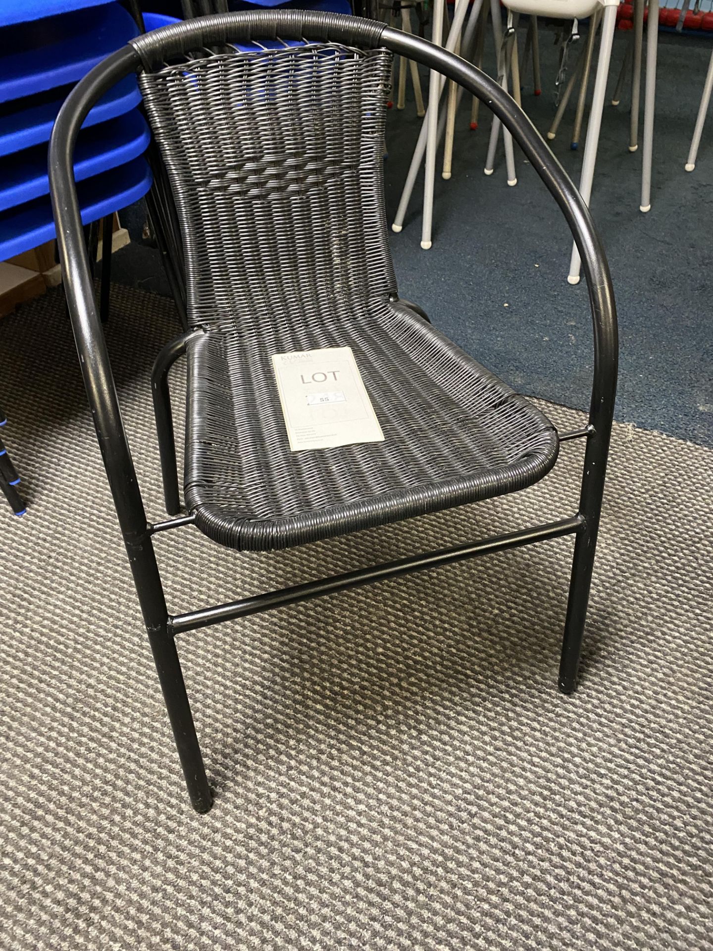 Approx.. 21: Black Chrome Bistro Wicker Chairs - Image 5 of 7