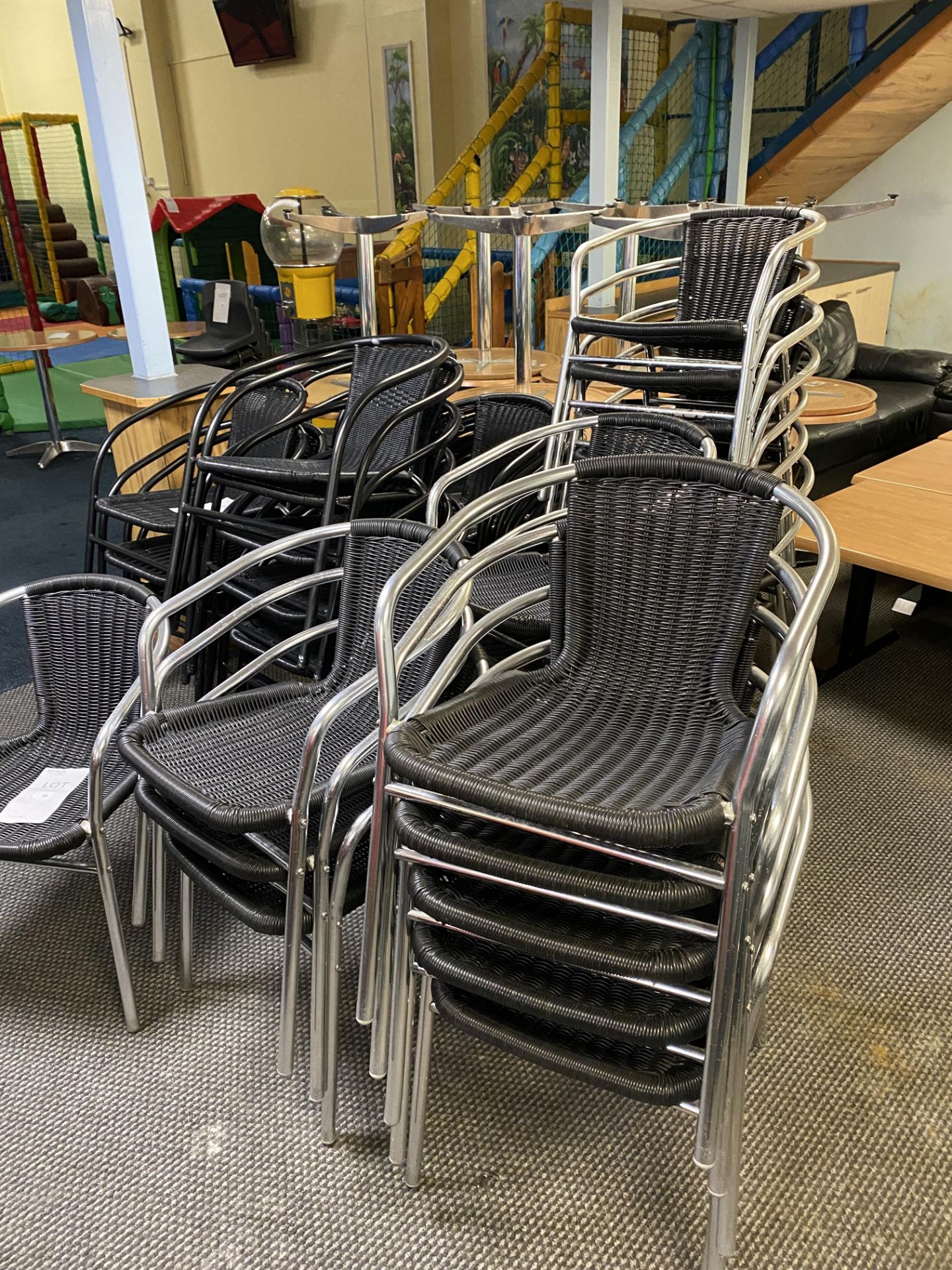 Approx.. 21: Aluminium Chrome Bistro Black Wicker Chairs