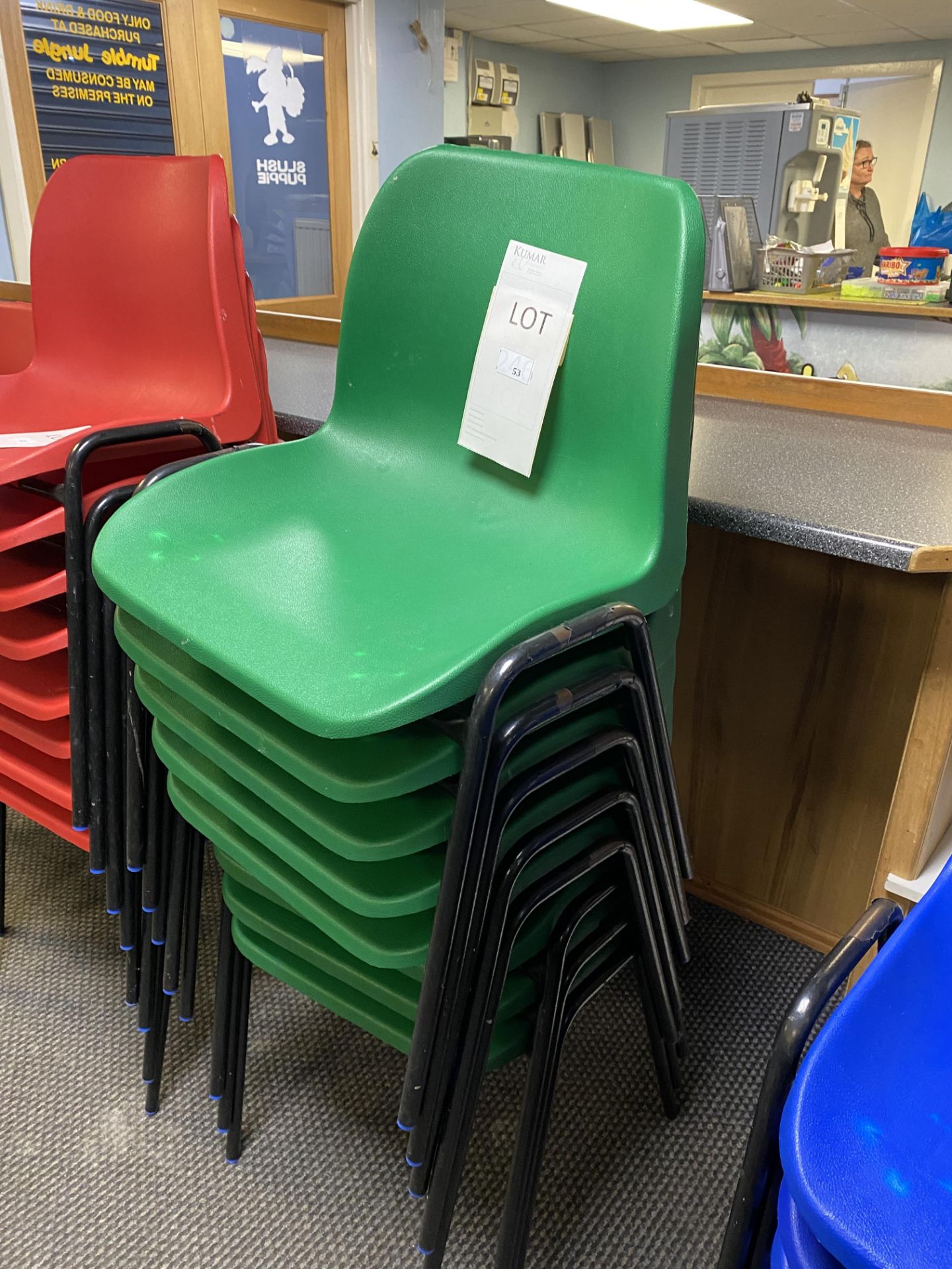 8x Green Plastic Chairs