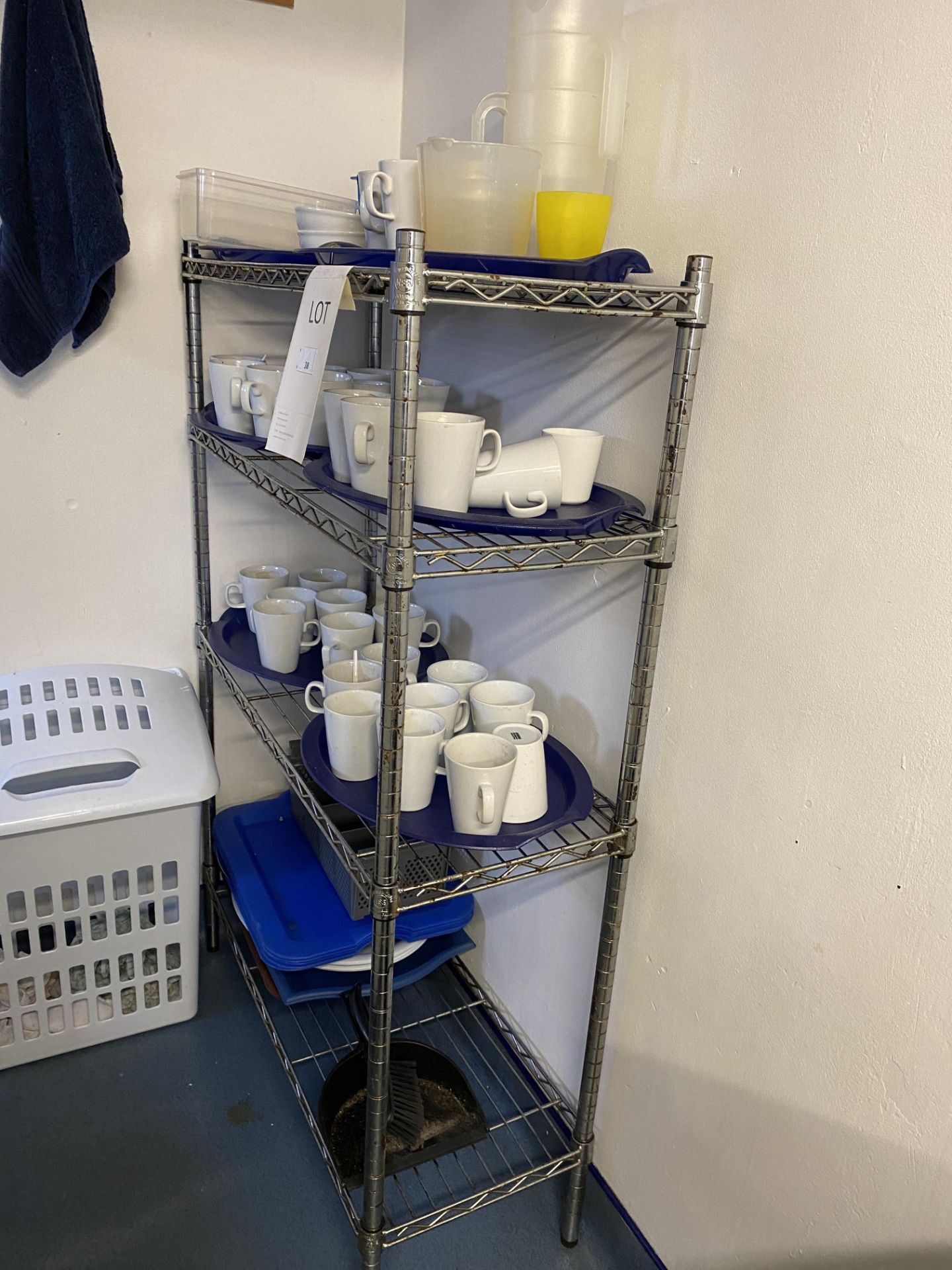 4 Tier Chrome Wire Shelving Unit with Contents