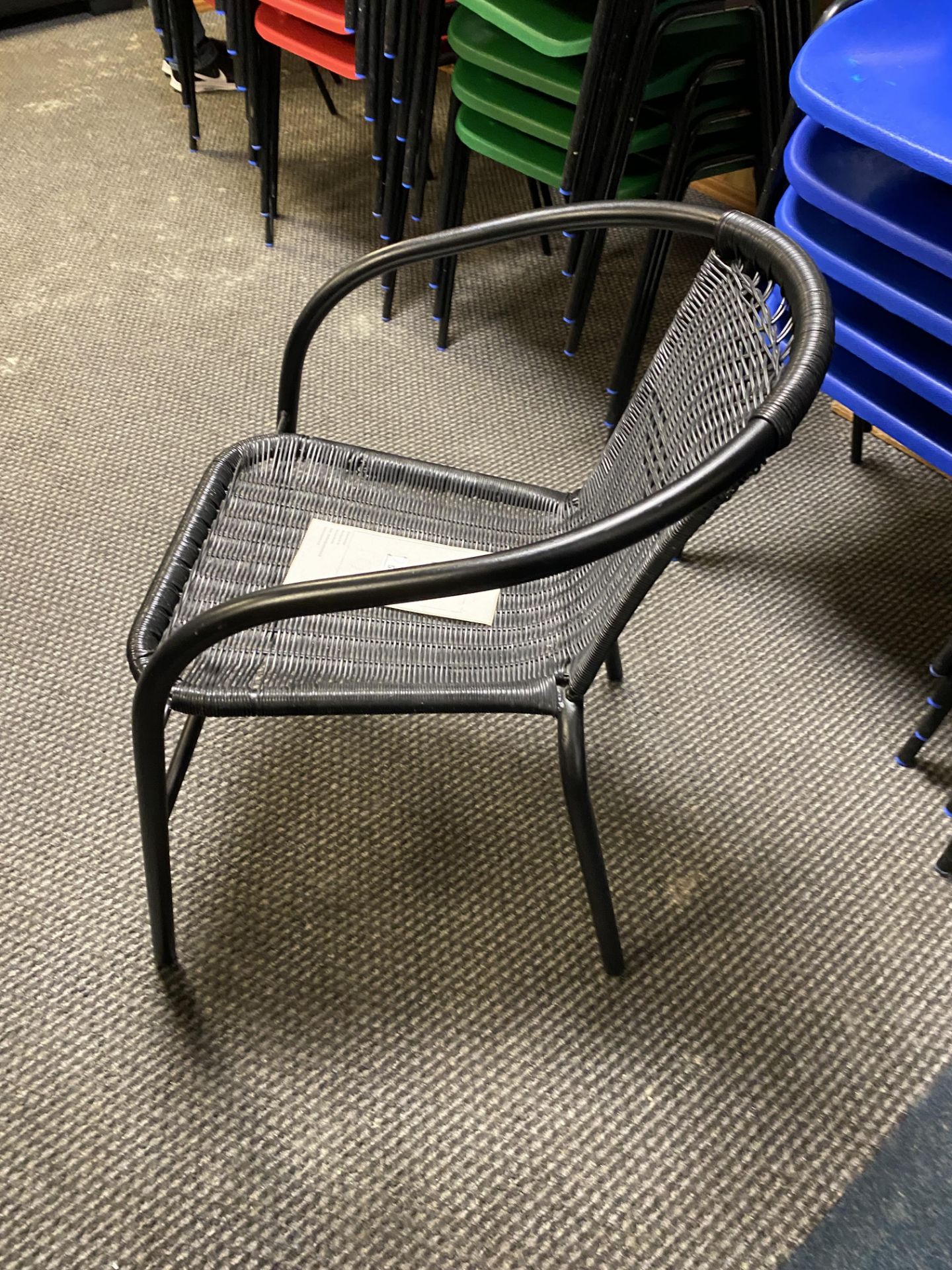 Approx.. 21: Black Chrome Bistro Wicker Chairs - Image 4 of 7