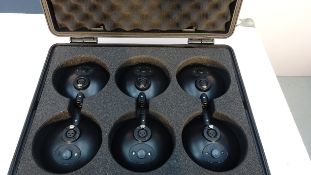 6 x Microphone Base with Push & Hold Button c/w Flight Case (Suitable Micrphones for these in LOT