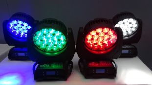 4 x Chauvet Q Wash 419Z LED Moving Wash Lights c/w 8 x Doughty Scaff Clamps, 4 x Safety Wires &