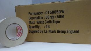 24 x Matt White Cloth Le Mark Gaffa Tape 50mm x 50m each roll