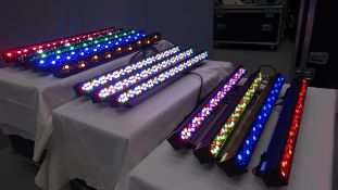 12 x Chauvet LED RGBA COLORado Battons 72 Tour Lights c/w Flight Case