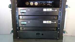 2 x D & B D12 Amplifiers c/w Draw and Emo 16 amp in & out power rack & 2 pin swap cables in a Twin